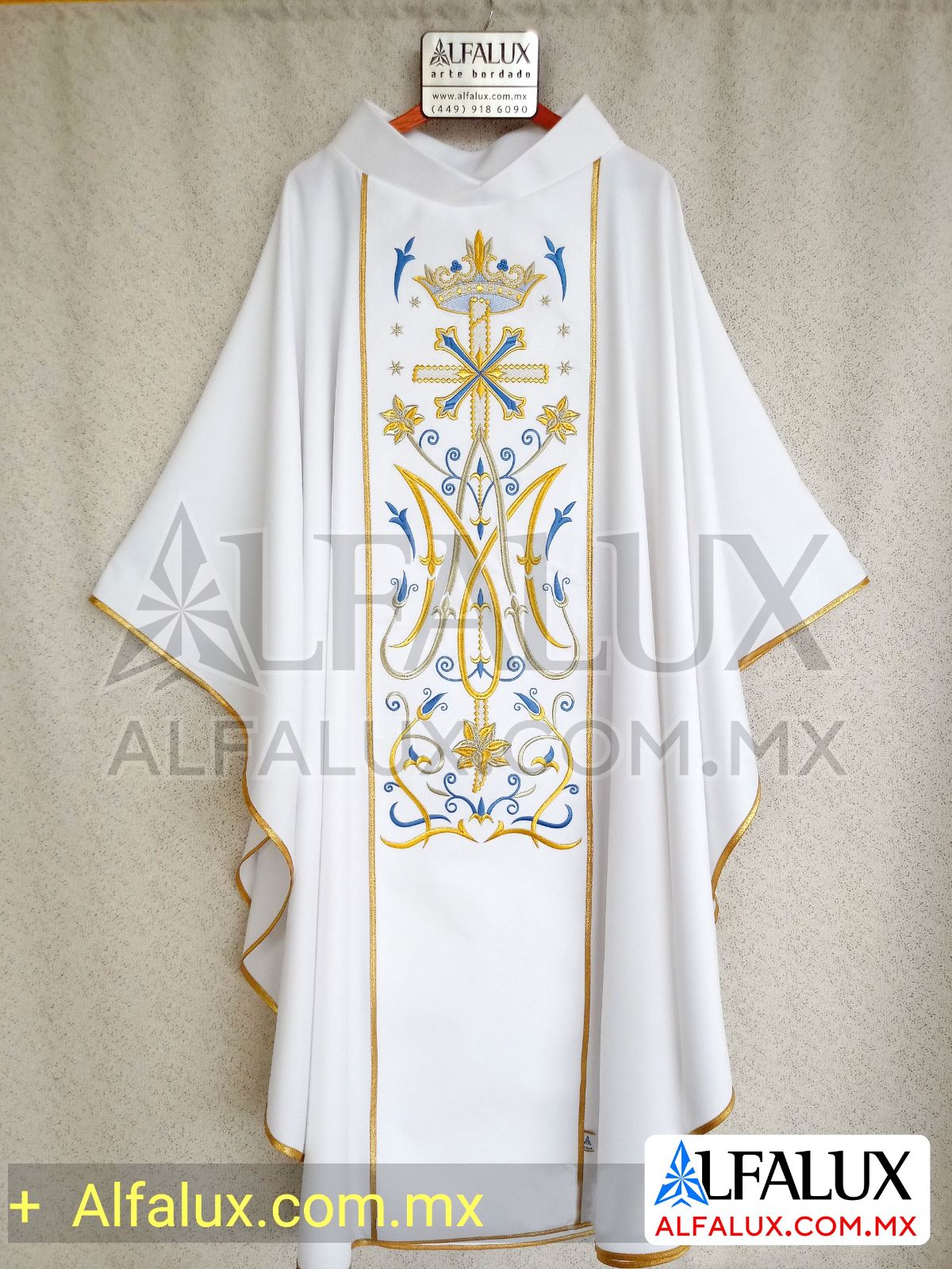 24 MARIANA DOBLE Casulla Alfalux Azul Dorado 502